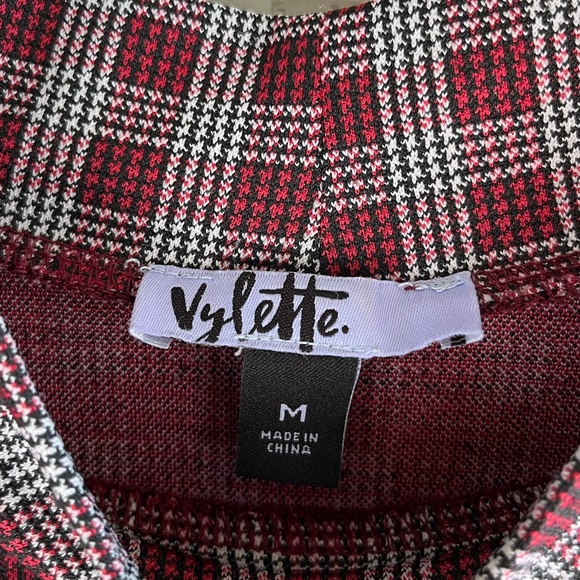 VYLETTE red & white plaid high neck long sleeve crop top - Picture 4 of 4